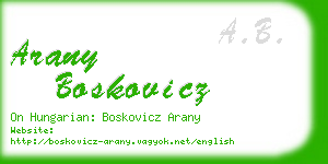 arany boskovicz business card